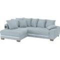 Ecksofa MR. COUCH "Nikita II, L-Form", blau (stripes 8624 blau grau), B:243cm H:88cm T:190cm, Stripes (92% Polyester / 8% Nylon), Sofas, mit Kaltschaum, RGB-LED, Soundsystem, wahlweise mit Bett, Bettkasten