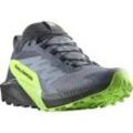 Trailrunningschuh SALOMON "SENSE RIDE 5 GORE-TEX" Gr. 45, grau (grau, grün), Textil, Synthetik, Schuhe, wasserdichte Trailrunningschuhe