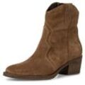 Cowboy Stiefelette TAMARIS, Damen, Gr. 37, braun, Veloursleder, unifarben, modisch, Schuhe Cowboyboots Cowboy-Stiefelette Stiefelette, Blockabsatz, Festival, Western-Boots mit modischen Kontrastnähten