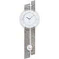 Funk-Pendelwanduhr AMS "F5306", silber (anthrazit, silberfarben), Wanduhren, B/H/L: 24cm x 7cm x 71cm, Quarzuhr, Stein-/Holzgehäuse,Esszimmer,Wohnzimmer,Made in Germany