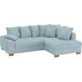 Ecksofa MR. COUCH "Nikita II, L-Form", blau (stripes 8624 blau grau), B:243cm H:88cm T:190cm, Stripes (92% Polyester / 8% Nylon), Sofas, mit Kaltschaumpolsterung, wahlweise mit Bett und Bettkasten