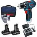 Akku-Bohrschrauber gsr 12V-15 / 2x 4,0 Ah Akku + Ladegerät inkl. Zubehör-Set 39tlg. im Softbag - 0615990HV1 - Bosch