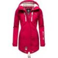 Funktionsmantel MARIKOO "Zimtzicke", Damen, Gr. XS (34), pink (fuchsia), Oberstoff: 98% Polyester, 2% Elasthan, Futter: 100% Polyester, Ärmelfutter: 100% Polyester, casual, figurbetont Po-bedeckend, hoch geschlossener Ausschnitt, Langarm Ärmel ohne Ärmelschlitz Rippstrickbündchen mit Klettverschluss, Mäntel, Wasserdichter Softshell Parka mit Kapuze