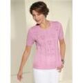 V-Ausschnitt-Pullover CLASSIC BASICS "Pullover", Damen, Gr. 42, rosa (rosé), 100% Polyacryl, unifarben, figurumspielend, Kurzarm, Pullover