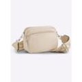 Schultertasche HEINE, Damen, Gr. B/H/T: 19cm x 14cm x 8cm, beige (sand), Viskosemischung, Baumwollmischung, Metall, unifarben, gemustert, Taschen