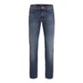 Slim-fit-Jeans JACK & JONES "JJIGLENN JJVINTAGE CB 058", Herren, Gr. 27, Länge 32, blau (blau denim), Denim/Jeans, Obermaterial: 87% Baumwolle, 11% Polyester, 2% Elasthan, Abriebeffekte, modisch, slim fit, Jeans