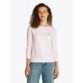 Strickpullover TOMMY HILFIGER "CO JERSEY STITCH BOAT-NK SWEATER", Damen, Gr. L (40), rosa (light pink), Strick, Obermaterial: 67% Baumwolle, 33% Polyamid, unifarben, casual, Basic hüftlang, U-Boot-Ausschnitt, Langarm Bündchen, Pullover, mit Tommy Hilfiger Logo-Flag am Ärmel