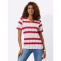 Kurzarmshirt CASUAL LOOKS "Shirt", Damen, Gr. 36, rot (rot, ecru, bedruckt), 50% Baumwolle, 50% Modal, gemustert, mehrfarbig, V-Ausschnitt, Kurzarm, Shirts