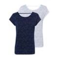 T-Shirt VIVANCE, Damen, Gr. 32/34, blau (navy, weiß), Obermaterial: 65% Polyester (REPREVE), 35% Viskose, Kurzarm, Shirts, mit dekorativem Band im Nacken