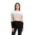 Strickpullover BETTY BARCLAY "Betty Barclay Feinstrickpullover mit Color Blocking" Gr. 36, beige (patch beige, schwarz), Damen, Strick, Obermaterial: 50% Viskose, 27% Polyamid, 23% Polyester., Pullover, Material