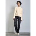 Strickpullover STREET ONE, Damen, Gr. 36, beige (soft beige), Stoff, 33% Polyester, 31% Polyacryl, 24% Baumwolle, 12% Polyamid, unifarben, casual, gerade normal, hoch geschlossener Ausschnitt, Langarm Bündchen, Pullover, aus softem Materialmix