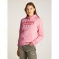 Hoodie TOMMY JEANS "TJW REG ESS LOGO HOODIE EXT" Gr. L (40), pink (pink sugar), Damen, Sweatware, Obermaterial: 80% Baumwolle, 20% Polyester, bedruckt, Sweatshirts, mit Logodruck, Stickerei