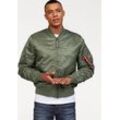 Bomberjacke ALPHA INDUSTRIES "MA-1 VF59 LONG", Herren, Gr. S, grün (sage grün), Web, Obermaterial: 100% Nylon. Futter: 100% Nylon. Wattierung: 100% Polyester, unifarben, modisch, schmal, Langarm Rippstrickbündchen, Jacken, gefüttert