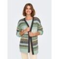 Longstrickjacke ONLY "ONLALYSSA L/S LIFE CARDIGAN CC KNT" Gr. S (36), grau (magnet stripes:aqua gray, cloud dancer, hedge grün), Damen, Strick, Obermaterial: 100% Polyester, gestreift, Strickjacken