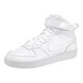 Sneaker NIKE SPORTSWEAR "Court Vision Mid", Gr. 38,5, weiß (weiß weiß, weiß), Synthetik, Leder, unifarben, sportlich, Schuhe, Design auf den Spuren des Air Force 1