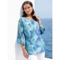 Longbluse HEINE Gr. 36, blau (ozean, ecru, bedruckt), Damen, 100% Polyester, gemustert, Batikmuster, mehrfarbig, bedruckt, Blusen