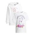 Kapuzensweatshirt MISTERTEE "MisterTee T-Shirt & Hoody 2 Pack - Aristocats" Gr. 110/116, weiß (weiß, weiß), Mädchen, 100% Baumwolle, bedruckt, Sweatshirts