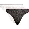 Slip "3 PACK THONG LACE (EXT SIZES)", Damen, Gr. L (40), bunt (schwarz, weiß, light_pink), Spitze, Obermaterial: 86% Polyamid, 14% Elasthan, TOMMY HILFIGER UNDERWEAR, unifarben, körpernah, Unterhosen, mit Tommy Hilfiger Logobund