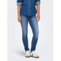 Skinny-fit-Jeans ONLY "ONLBLUSH MID SK DB WAIST DNM TAI BOX X", Damen, Gr. L (40), Länge 30, blau (medium blau denim), Denim/Jeans, Obermaterial: 92% Baumwolle, 6% Elastomultiester, 2% Elasthan, unifarben, modisch, skinny fit, Jeans