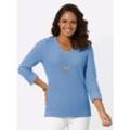 V-Ausschnitt-Pullover CASUAL LOOKS "Pullover" Gr. 36, blau (himmelblau), Damen, 50% Baumwolle, 50% Polyacryl, unifarben, Pullover