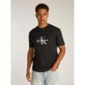 T-Shirt CALVIN KLEIN JEANS "MONOLOGO SHIFT TEE", Herren, Gr. L, schwarz, Jersey, Obermaterial: 100% Baumwolle, unifarben, casual, normal hüftlang, Rundhals, Kurzarm abgesteppt, Shirts, mit großem Logodruck