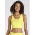 Sporttop LASCANA ACTIVE Gr. L (44/46), gelb, Damen, Single Jersey, Obermaterial: 95% Baumwolle, 5% Elasthan, unifarben, Tops, Crop-Top mit breiten Trägern