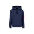 Hoodie ALPHA INDUSTRIES "Alpha Industries Men - Hoodies Back Print Hoodie", Herren, Gr. L, blau (ultra navy), Obermaterial: 80% Baumwolle, 20% Polyester, regular fit, Sweatshirts