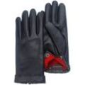 Lederhandschuhe PEARLWOOD "Ann" Gr. 7,5, schwarz, Damen, Leder, unifarben, Handschuhe, Dekorative Handsteppung am Bund