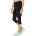 Laufhose ASICS "ROAD HIGH WAIST CAPRI TIGHT", Damen, Gr. L (42/44), N-Gr, schwarz (performance), Obermaterial: 78% Polyester, 22% Elasthan, sportlich, Hosen