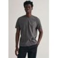 T-Shirt GANT "REG SHIELD SS T-SHIRT", Herren, Gr. M, grau (antracit melange), Jersey, Obermaterial: 100% Baumwolle, meliert, casual, regular fit hüftlang, Rundhals, Kurzarm abgesteppte Kante, Shirts, mit Logostickerei auf der Brust