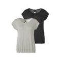 T-Shirt VIVANCE Gr. 32/34, grün (mint, schwarz), Damen, Obermaterial: 95% Viskose (LENZING ECOVERO), 5% Elasthan, Shirts, mit Cut-Out und zarter Raffung im Nacken