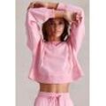 Hoodie BUFFALO Gr. 32/34, pink, Damen, Obermaterial: 100% Baumwolle, used, unifarben, Sweatshirts, Kapuzenpullover im Used-Look, Loungewear