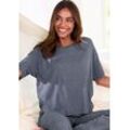 T-Shirt VIVANCE DREAMS, Damen, Gr. 32/34, grau (anthrazit), Rippstrick, Obermaterial: 63% Polyester, 33% Viskose, 4% Elasthan, unifarben, Basic, loose fit normal, Rundhals, Kurzarm weit abgesteppt, Shirts, in weicher Rippqualität