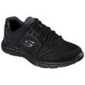 Sneaker SKECHERS "VERSE-FLASH POINT", Herren, Gr. 39, schwarz, Textil, Leder, sportlich, Schuhe, mit Memory Foam-Ausstattung, Freizeitschuh, Halbschuh, Schnürschuh