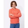 Polokragenpullover CLASSIC BASICS "Pullover", Damen, Gr. 44, orange (koralle), 100% Polyacryl, unifarben, Langarm, Pullover