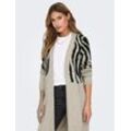 Longstrickjacke ONLY "ONLJADE ZEBRA LS CARDIGAN CC KNT", Damen, Gr. L (40), beige (weißcap gray pattern:pirate schwarz), Strick, Obermaterial: 81% Polyacryl, 19% Polyester, gemustert, modisch, V-Ausschnitt, Langarm, Strickjacken