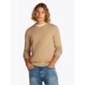 Rundhalspullover TOMMY JEANS "TJM SLIM ESSENTIAL LIGHT SWEATER", Herren, Gr. XL, relic tan, Strick, Obermaterial: 100% Baumwolle, casual, Rundhals, Langarm, Pullover, mit Flag-Patch