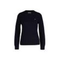 Sweater GANT "Strickpullover CLASSIC COTTON C-NECK", Damen, Gr. L, blau (evening blau), Obermaterial: 100% Baumwolle CO., Sweatshirts