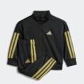 Trainingsanzug ADIDAS SPORTSWEAR "I 3S TR TS 205", Kinder, Gr. 92, schwarz (schwarz, gold metallic), Obermaterial: 100% Polyester, sportlich, Sportanzüge