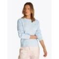 Rundhalspullover TOMMY HILFIGER "CO CABLE C-NK LS SWEATER", Damen, Gr. XXL (44), blau (breezy blau), Strick, Obermaterial: 100% Baumwolle, unifarben, casual, regular fit hüftlang, Rundhals, Langarm Rippstrickbündchen, Pullover, mit Zopfmuster