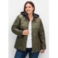 Steppjacke SHEEGO "Große Größen" Gr. 48, grün (khaki), Damen, Obermaterial: 100% Polyester;Futter: 100% Polyester;Wattierung: 100% Polyester, unifarben, Jacken, zum Wenden, mit Kapuze und Stehkragen