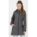 Softshelljacke DEPROC ACTIVE "SHELBY LONG", Damen, Gr. 36 (S), schwarz, 100% Polyester, casual, tailliert, Langarm gerader Abschluss mit Klettverschlüssen, Jacken, leichter Softshell Kurzmantel mit abnehmbarer Kapuze