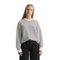 Sweatshirt MARC O'POLO DENIM "aus reinem Organic Cotton", Damen, Gr. L, blau, Obermaterial: 100% Baumwolle, gestreift, sportlich, oversize, Rundhals, Langarm Bündchen, Sweatshirts