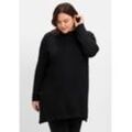 Sweatshirt SHEEGO "Große Größen" Gr. 40/42, schwarz, Damen, Obermaterial: 50% Baumwolle, 50% Modal, unifarben, Sweatshirts, aus Interlock, im Vokuhila-Schnitt