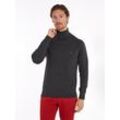 Rollkragenpullover TOMMY HILFIGER "PIMA ORG CTN CASHMERE ROLL NECK", Herren, Gr. S (46), grau (dunkelgrau heather), Obermaterial: 92% Baumwolle, 8% Kaschmir, casual, amerikanischer Ausschnitt, Langarm, Pullover