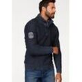 Troyer MAN'S WORLD "Bis Größe 5 XL", Herren, Gr. XL (56/58), blau (dunkelblau), Grobstrick, Obermaterial: 100% Baumwolle, washed, casual, regular fit, Pullover, mit Ärmelbadge, Topseller