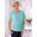 V-Shirt CLASSIC "Shirt", Damen, Gr. 40, blau (aquamarin), 98% Polyester, 2% Elasthan, unifarben, V-Ausschnitt, Kurzarm, Shirts