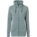 Sweatjacke RAGWEAR "RYLIE ZIP O" Gr. M (38), blau (aqua), Damen, Sweatware, Obermaterial: 65% Baumwolle, 35% Polyester, meliert, unifarben, Sweatjacken, Jacke mit extra breiten Bündchen