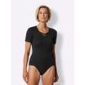 Unterziehshirt WÄSCHEPUR, Damen, Gr. 38, Normalgrößen, schwarz, 100% Baumwolle, Rundhals, Kurzarm, Unterhemden