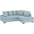 Ecksofa MR. COUCH "Nikita II, L-Form", blau (stripes 8624 blau grau), B:243cm H:88cm T:190cm, Stripes (92% Polyester / 8% Nylon), Sofas, mit Kaltschaum, RGB-LED Beleuchtung, wahlweise mit Bett, Bettkasten